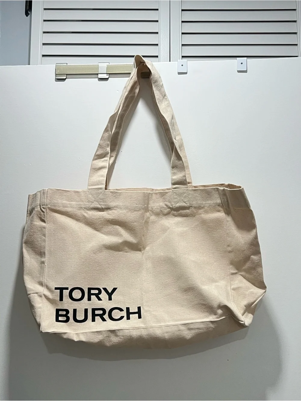 Tory Burch Cream Canvas Tote Interior View